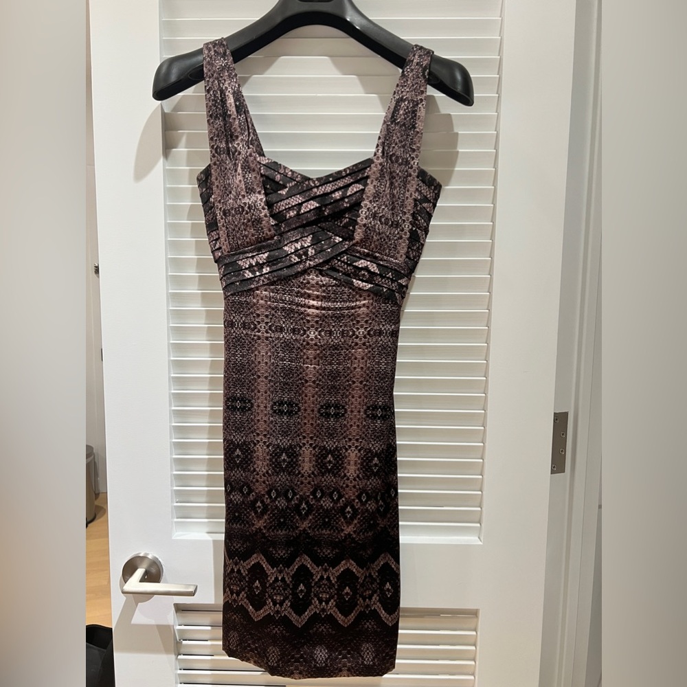 Roberto Cavalli dress with snake skin print.